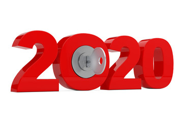 Aufkleber - New 2020 Year Sign with Key. 3d Rendering