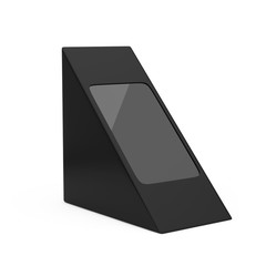 Aufkleber - Black Cardboard Triangle Pack Pox For Food, Gift Or Other Products with Blank Space for Your Design. 3d Rendering