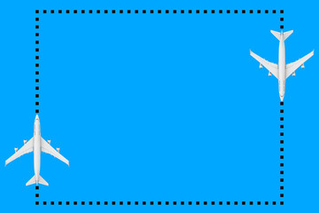 Poster - Top View of White Jet Passenger's Airplane as Dots Frame  with Blank Space for Your Design. 3d Rendering