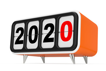 Aufkleber - Retro Flip Clock with 2020 New year Sign. 3d Rendering