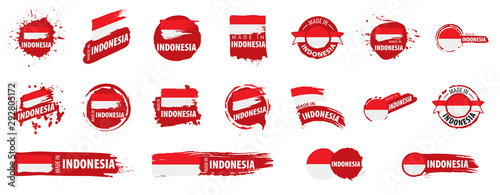 Cuadros en Lienzo Indonesia flag, vector illustration on a white background