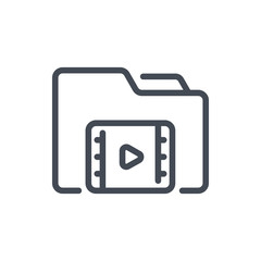 Poster - Folder with video files line icon. Movie gallery folder vector outline sign.