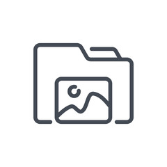 Poster - Pictures folder line icon. Folder with image gallery vector outline sign.