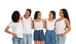 © New Africa - Happy women on white background. Girl power concept