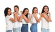 © New Africa - Happy women posing on white background. Girl power concept