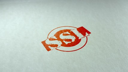 Poster - Ssl word stamping text wooden retro stamp animation. red ink on clean white paper