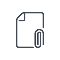 Poster - Document with attachment line icon. Attach file vector outline sign.
