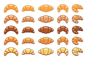 Wall Mural - vector drawing of croissant icons