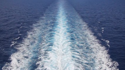 Wall Mural - Cruise ship track on the sea, full HD video