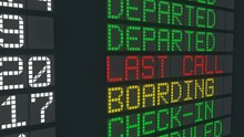 Last Call Airport Table Sign, International Flight Departures Schedule Status