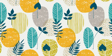Abstract Autumn Seamless Pattern With Leaves. Vector Background For Various Surface.