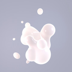 Wall Mural - 3d render abstract pale white floating liquid blob. (vertical)