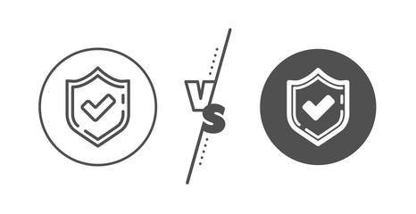 Accepted or Approve sign. Versus concept. Check mark line icon. Tick shield symbol. Line vs classic confirmed icon. Vector