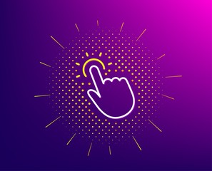 Aufkleber - Touchpoint line icon. Halftone pattern. Click here sign. Touch technology symbol. Gradient background. Touchpoint line icon. Yellow halftone pattern. Vector