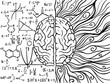 © tiena - The concept of the human brain is the left and right hemisphere. Analytics and creativity. Monochrome sketch. Vector illustration