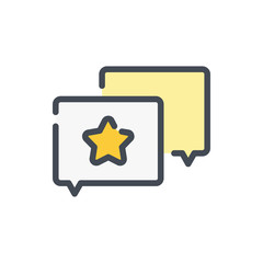 Poster - Chat boxes with star rating color line icon. Online review vector outline colorful sign.