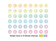 © Unity Design - 時計 アイコン セット  15分刻み レインボー  Simple Clock in 15 Minute Intervals