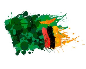 Wall Mural - Flag of Republic of Zambia made of colorful splashes