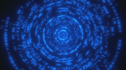 Poster - looped animation. abstract background with moving through bright circles in red and blue color. mode