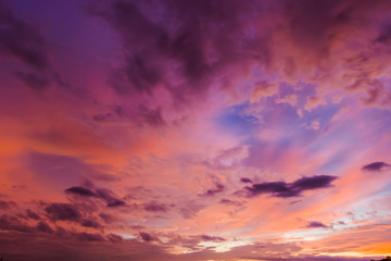 dusk sky on twilight in the evening,majestic sunset with dramatic sunlight on dark blue sky on summe
