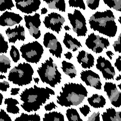 Wall Mural - Trendy leopard seamless pattern monochrome