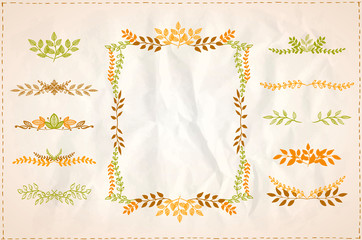Wall Mural - graphic line autumn branches frame and dividers set on a paper