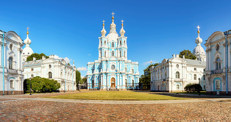 Wall Mural - Saint Petersburg, View of the Smolny Cathedral, Russia. Panorama