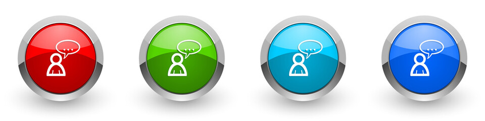 Fototapete - Forum silver metallic glossy icons, red, set of modern design buttons for web, internet and mobile applications in four colors options isolated on white background