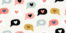 Seamless Pattern With Doodle Love Heart Emoji
