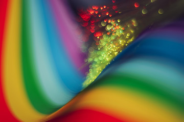 Poster - Beautiful abstract rainbow bridge and multi colored space background in the darkness.