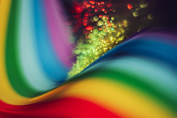 Poster - Beautiful abstract rainbow bridge and multi colored space background in the darkness.