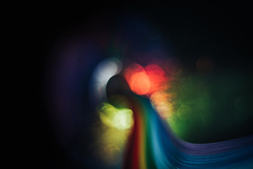 Poster - Beautiful abstract rainbow bridge and multi colored space background in the darkness.