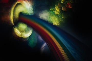 Poster - Beautiful abstract rainbow bridge and multi colored space background in the darkness.