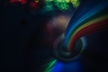 Poster - Beautiful abstract rainbow bridge and multi colored space background in the darkness.