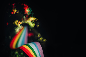 Poster - Beautiful abstract rainbow bridge and multi colored space background in the darkness.