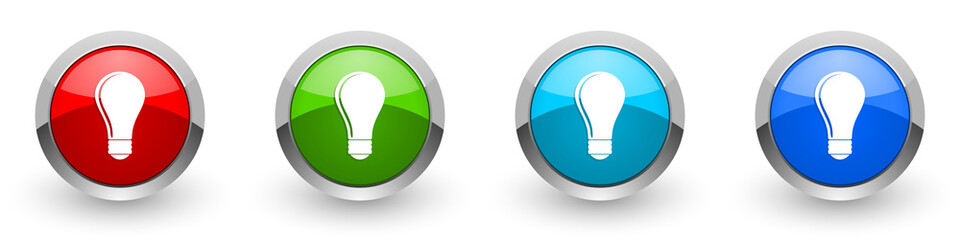 Aufkleber - Bulb silver metallic glossy icons, red, set of modern design buttons for web, internet and mobile applications in four colors options isolated on white background