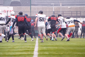 Wall Mural - training match of professional american football players