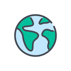 Poster - Earth color line icon. Planet and world vector outline colorful sign.
