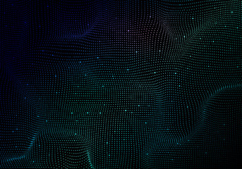 Vector Points Landscape Background. Abstract 3d Technology Illustration. Futuristic Cosmic Space Bg