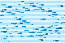 Blue School Of Fish Swimming Seamless Pattern