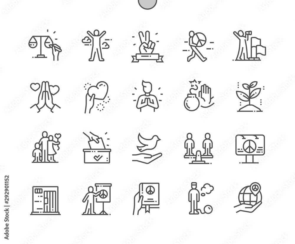 Peace and Humanrights Well-crafted Pixel Perfect Vector Thin Line Icons ...