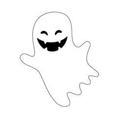 Canvas Print - spooky halloween ghost on white background