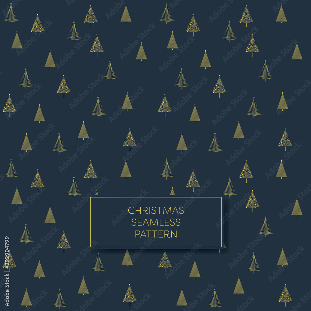 Gold glittery christmas tree pattern vector design on dark background ...