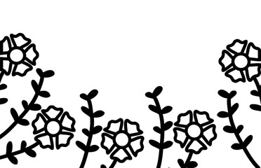 Sticker - silhouette of flowers with leafs white background