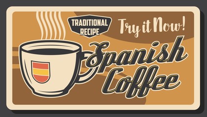 Poster - Spanish coffee traditional recipe, vector