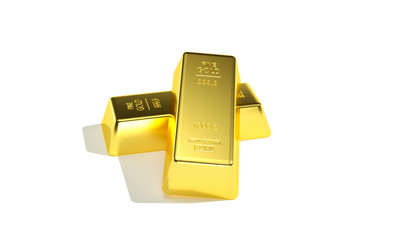 Gold bar close up shot. wealth business success concept - isolated on white background