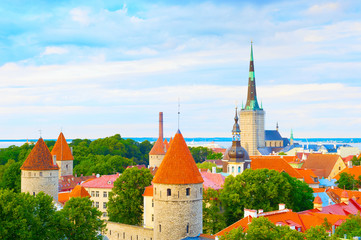 Wall Mural - Tallinn Old Town skyline Estonia