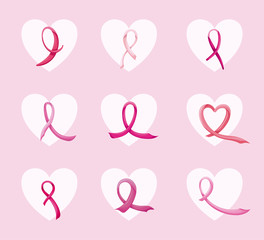 Poster - bundle breast cancer with ribbon pink