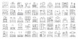 Set of 50 interior design in outline style