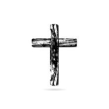 Illustration Of An Wooden Cristian Cross Icon